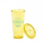 Colorati bicchieri promozionali con logo con cannuccia colore giallo