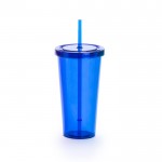 Colorati bicchieri promozionali con cannuccia colore blu