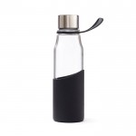 Bottiglia in vetro borosilicato con custodia color nero