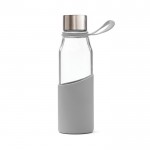Bottiglia in vetro borosilicato con custodia color grigio