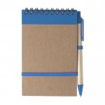 Piccolo block notes verticale con penna color azzurro prima vista