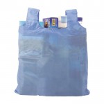 Shopping bag pieghevole in poliestere 190 T con moschettone color azzurro prima vista