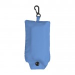 Shopping bag pieghevole in poliestere 190 T con moschettone color azzurro seconda vista