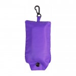 Shopping bag pieghevole in poliestere 190 T con moschettone color viola prima vista