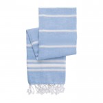 Asciugamano in cotone con frange color azzurro prima vista