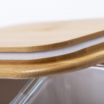 Pota pranzo in legno da 700ml color transparente con coperchio in bambú