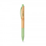 Penne in legno personalizzate con logo color verde chiaro con logo