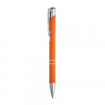 Penna di alluminio con corpo di gomma color arancione