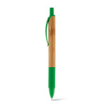 Penna in legno con impugnatura in gomma color verde