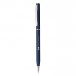 Delicata penna promozionale in alluminio color blu mare con logo