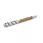 Penna promozionale con dettagli in sughero  color avorio con logo