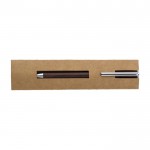 Penna in legno wengé con clip in metallo inchiostro blu color marrone terza vista