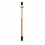 Penna di carta ricilata con clip in legno color verde