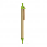 Penna di carta ricilata con clip in legno color verde chiaro