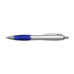 Penna argentata con impugnatura in gomma ed inchiostro blu color blu prima vista