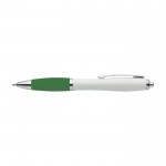 Penna bianca con impugnatura in gomma ed inchiostro blu color verde prima vista