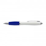 Penna bianca con impugnatura in gomma ed inchiostro blu color blu prima vista
