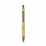 Penna in bambù con clip metallica e punta touch refill nero color titanio prima vista