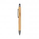 Penna in bambù con clip metallica e punta touch refill nero color titanio