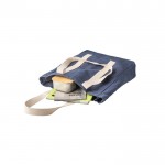 Shopper con logo tasca interna manici lunghi denim 300g/m² color blu terza vista
