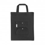 Shopper pieghevole con tasca esterna e manici corti 140g/m² color nero