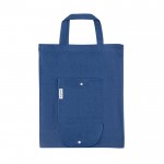 Shopper pieghevole con tasca esterna e manici corti 140g/m² color blu