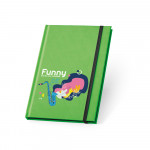 quadernino personalizzato dai colori vivaci color verde chiaro con logo