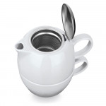 Set per il tè in ceramica personalizzato colore bianco per imprese