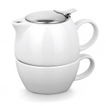 Set per il tè in ceramica personalizzato colore bianco