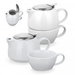 Set per il tè in ceramica personalizzato colore bianco varie opzioni