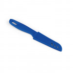 Coltello in acciaio inossidabile con manico e cappuccio di plasica color azzuro