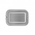 Porta pranzo in acciaio inox riciclato con fibbie laterali 750ml color argento opaco prima vista