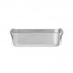 Porta pranzo in acciaio inox riciclato con fibbie laterali 750ml color argento opaco terza vista
