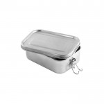 Porta pranzo in acciaio inox riciclato con fibbie laterali 750ml color argento opaco quarta vista