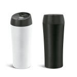 Bicchiere termico con coperchio con sistema salvagoccia color bianco varie opzioni