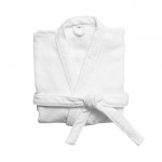 Accappatoio con cintura e tasche in cotone morbido 350 g/m² color bianco terza vista