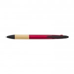 Penna touch con impugnatura in bambù e 3 inchiostri color rosso prima vista