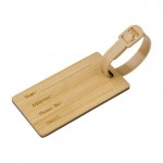 Etichetta per bagaglio in bambù con cinturino in plastica color marrone seconda vista