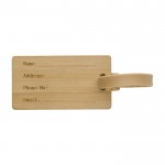 Etichetta per bagaglio in bambù con cinturino in plastica color marrone