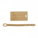 Etichetta per bagaglio in bambù con cinturino in plastica color marrone quarta vista