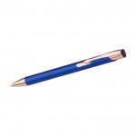 Penna in alluminio con dettagli in oro rosa inchiostro blu color blu prima vista