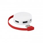 Hub USB promozionale da 4 porte  color rosso terza vista