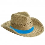 Cappello di paglia per l'estate con nastro personalizzato color blu reale prima vista