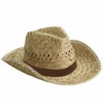 Cappello di paglia per l'estate con nastro personalizzato color marrone prima vista