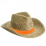 Cappello di paglia per l'estate con nastro personalizzato color arancione prima vista