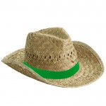 Cappello di paglia per l'estate con nastro personalizzato color verde prima vista