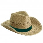 Cappello di paglia per l'estate con nastro personalizzato color verde scuro prima vista
