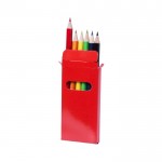 Scatola colorata con 6 matite per disegnare color rosso