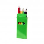 Scatola colorata con 6 matite per disegnare color verde