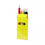 Scatola colorata con 6 matite per disegnare color giallo